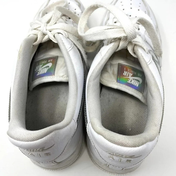Nike Air Force 1 Low White Iridescent Swoosh Swoop Sneaker Shoe Size 8.5 - Picture 6 of 8